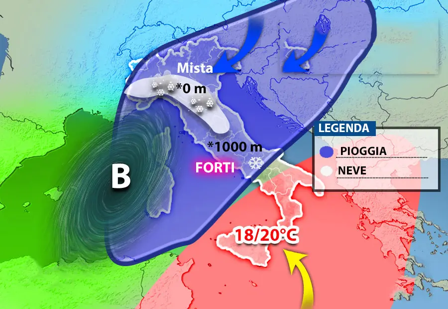 Meteo: Maltempo in arrivo il ciclone di Santa Lucia, ecco il dettaglio su Nord, Centro, Sud e Isole