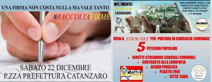 Sabato raccolta firme a Catanzaro