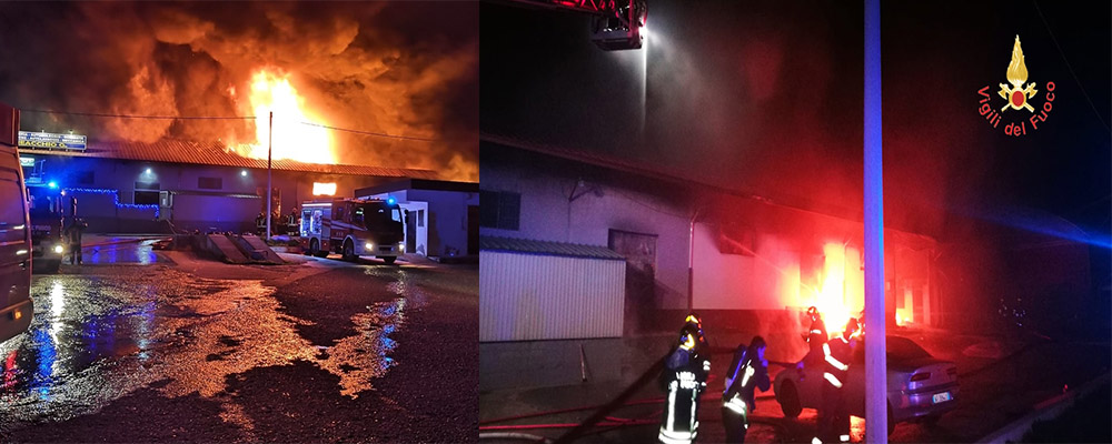Catanzaro, divampato capannone commerciale, intervento dei VVF (Video)