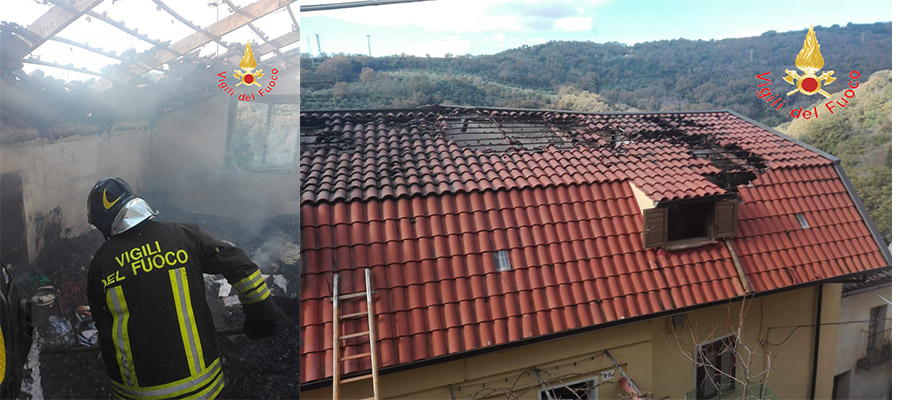 Divampata abitazione nel catanzarese, Il rogo è partito dal caminetto intervento dei VVF