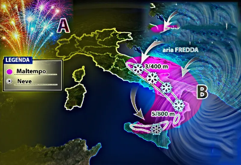 Meteo: Notte di San Silvestro e Capodanno, previsioni su Nord, Centro, Sud e Isole