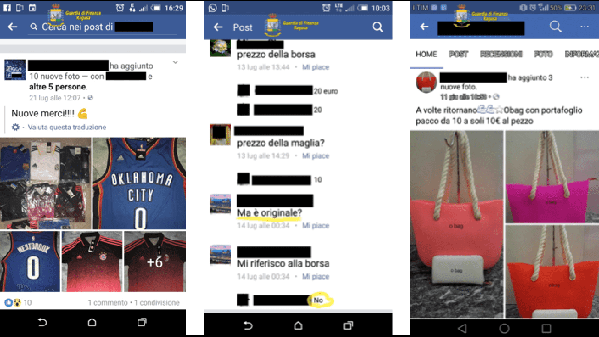 Contraffazione: Operazione "Made in Facebook" blitz contro vendite on line