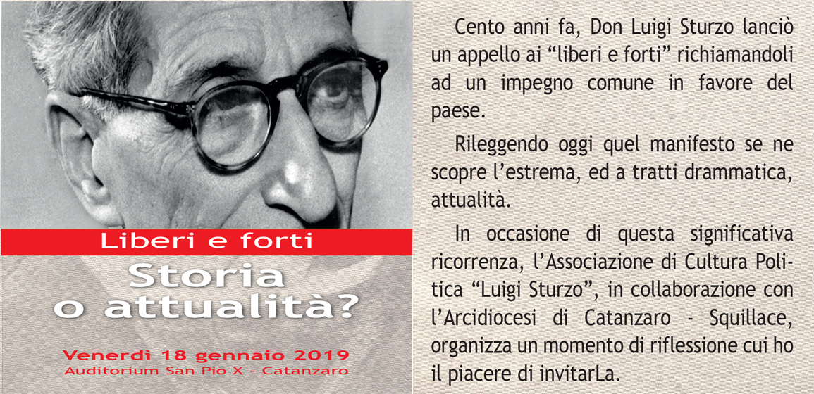 A Catanzaro un convegno sul pensiero di don Luigi Sturzo