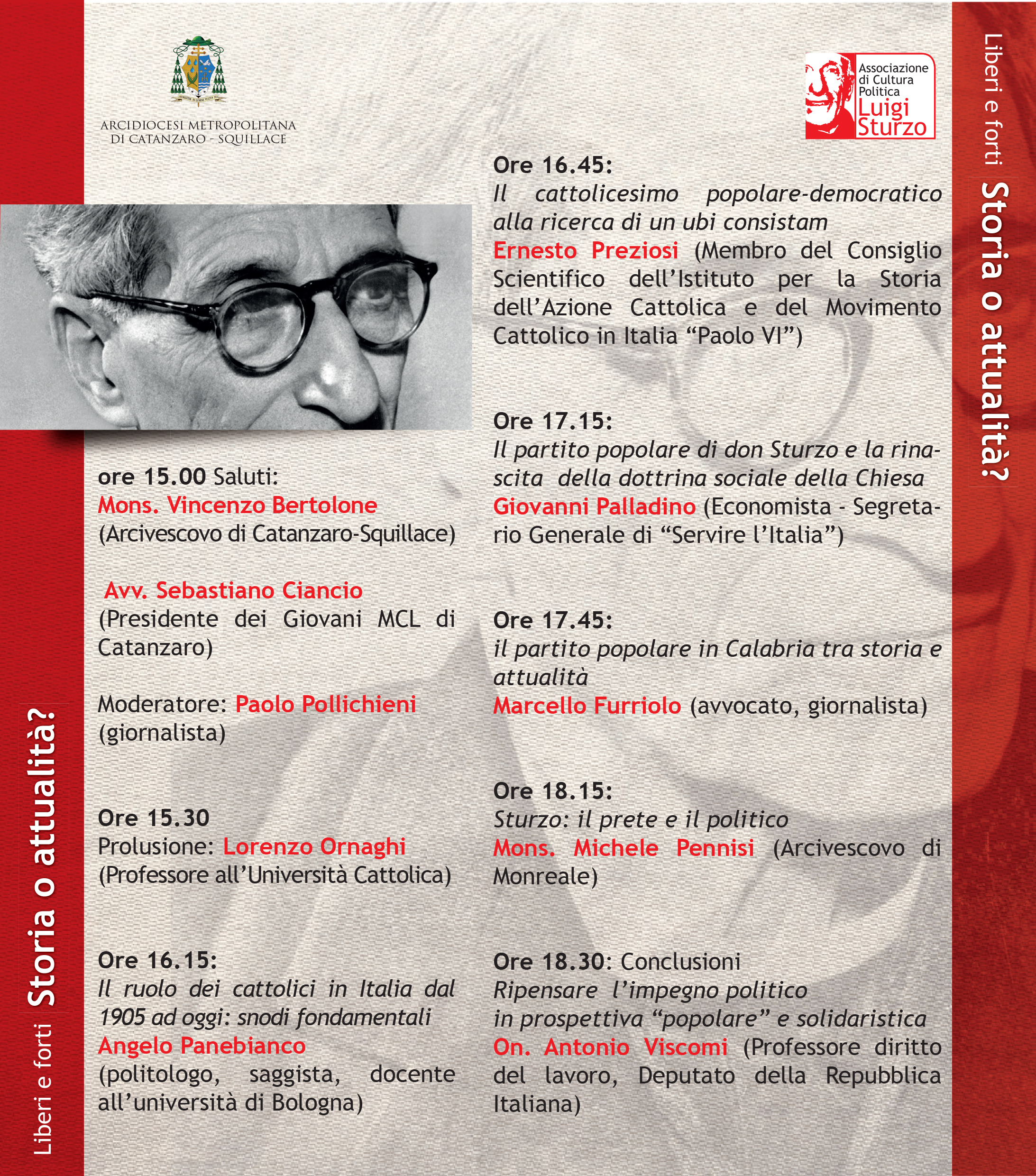 A Catanzaro un convegno sul pensiero di don Luigi Sturzo