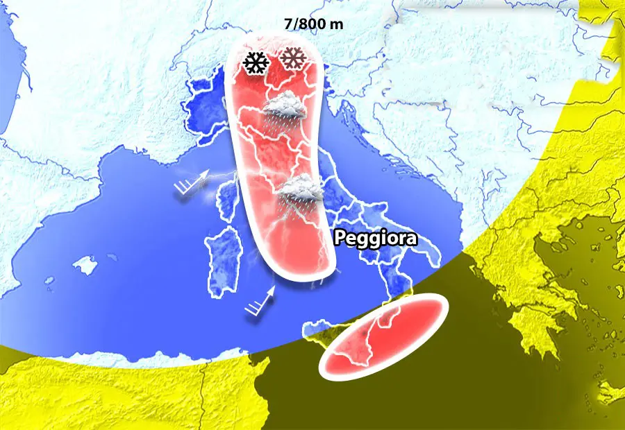 Meteo: Ecco la nuova perturbazione, stanno tornando pioggia e neve anche al Nord. I dettagli