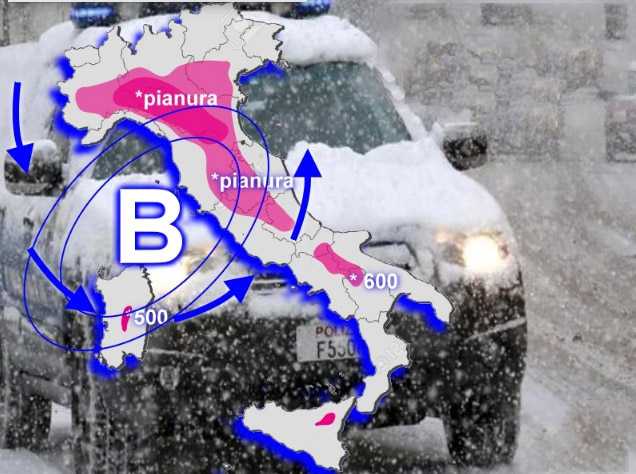 Maltempo: Protezione Civile domani previsti venti di burrasca e neve al Centro-Sud