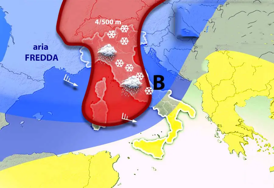 Meteo: Weekend, sciabolata artica con gelo e neve, il dettaglio su Nord, Centro, Sud e Isole