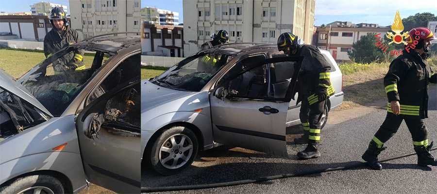 Divampata auto a Soverato, salvo il conducente, intervento dei VVF