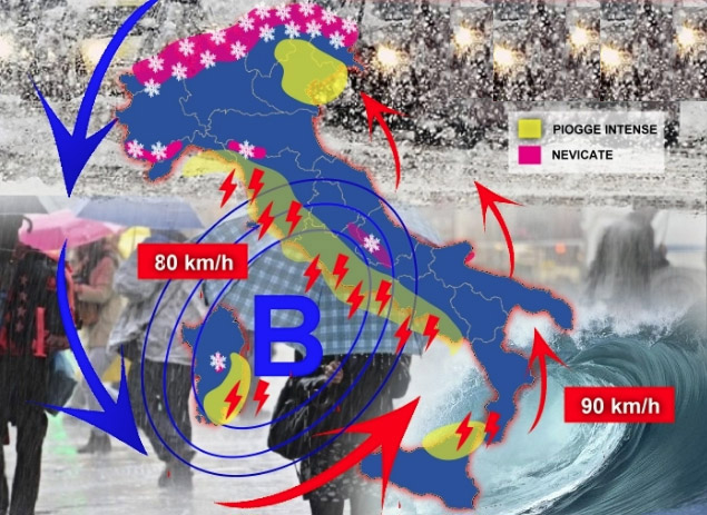 Meteo: weekend arriva nuovo ciclone, Alluvioni, Neve, Vento 100km/h, ecco il dettaglio