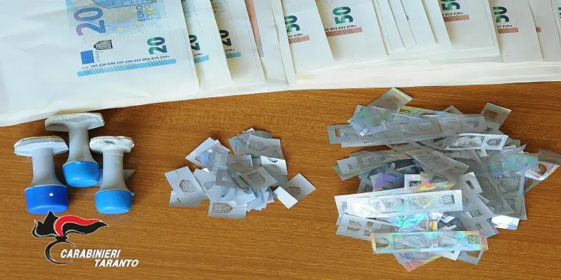 Banconote euro contraffatte, tre arresti nel Tarantino