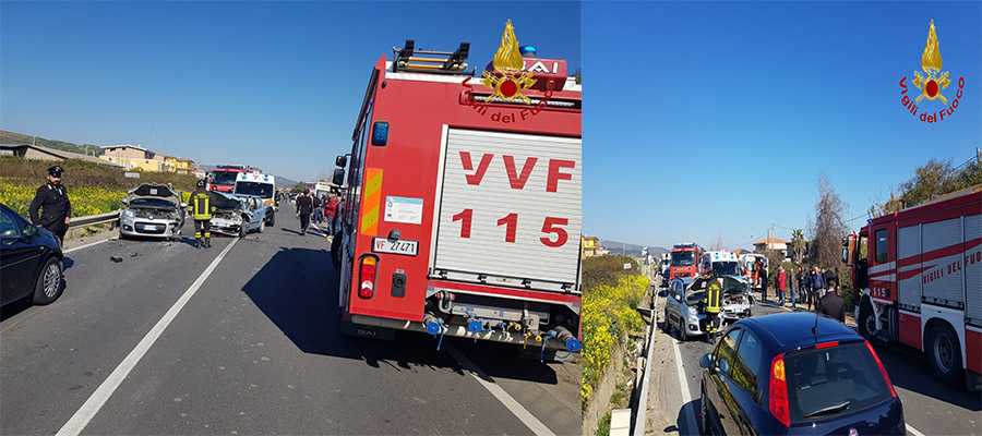 Incidenti stradali: feriti sulla 106 nello scontro fra 3 auto, intervento dei VVF e 118