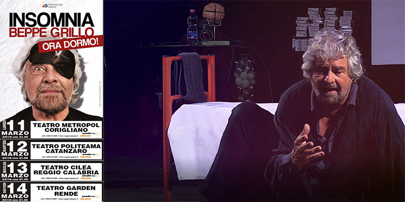 Beppe Grillo in Calabria per 4 tappe: verso il tutto esaurito a Corigliano, Rende, disponibilità Cz