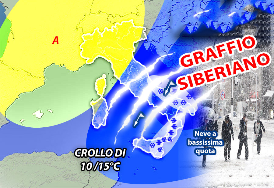Meteo: Weekend con attacco siberiano freddo e neve, previsioni su Nord, Centro, Sud e Isole