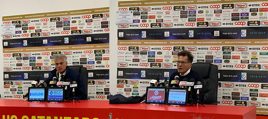 Serie C: Catanzaro-Catania 1-2, i commenti in sala stampa dei tecnici Cassia e Novellino (con video)