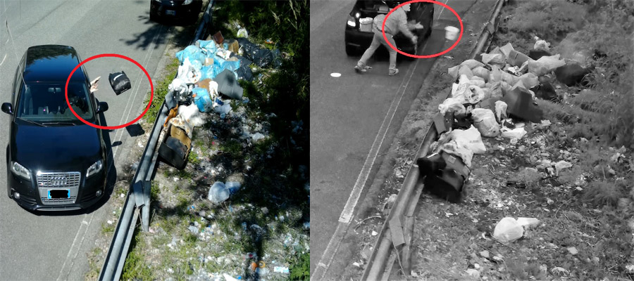 Fototrappole: Abbandono su strade di rifiuti e deiezioni canine: Abramo multe salate