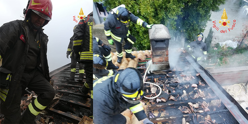 Nel catanzarese, canna fumaria provoca incendio tetto, tempestivo intervento dei VVF