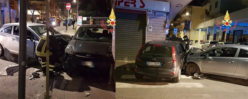 Catanzaro, incedente stradale quartiere lido, 4 feriti, necessario intervento dei VVF