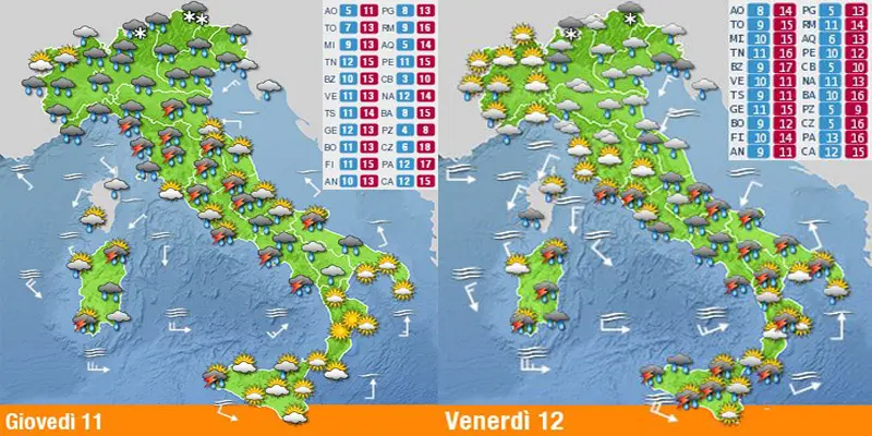 Meteo temporali già in atto, previsioni su Nord, Centro, Sud e Isole