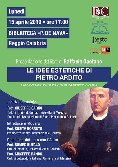 Presentazione a Reggio C. del nuovo libro di Raffaele Gaetano dedicato al filosofo Pietro Ardito