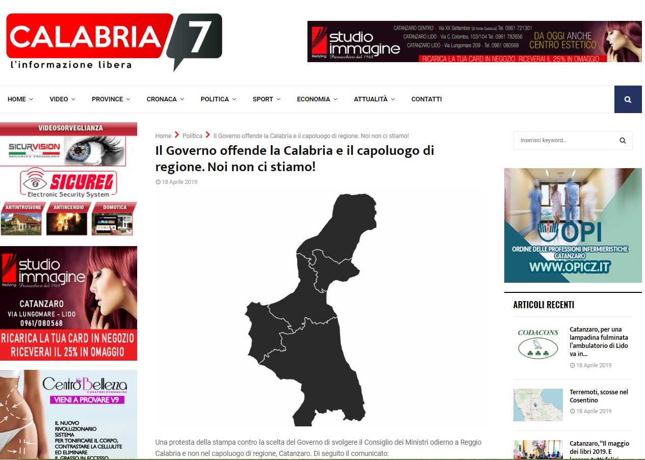 Consiglio dei Ministri a Reggio Calabria, anche la stampa catanzarese protesta