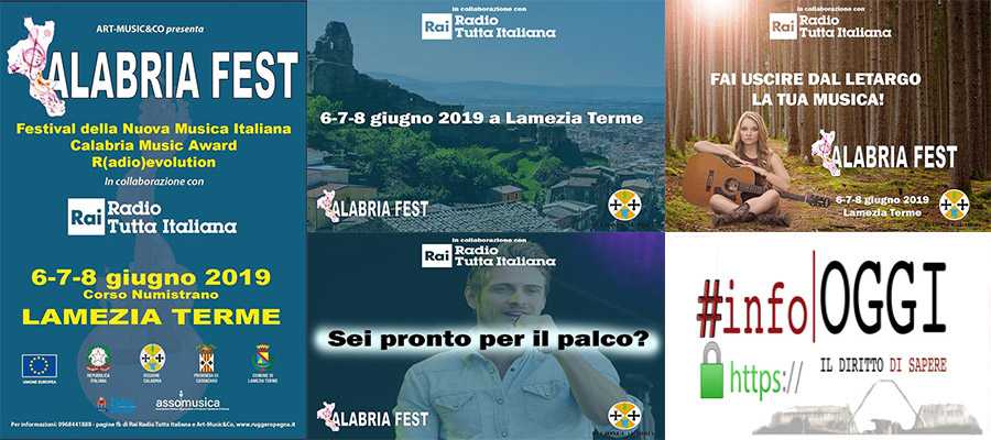 “Calabria Fest - tutta italiana” 6, 7 e 8 giugno a Lamezia Terme (Cz)