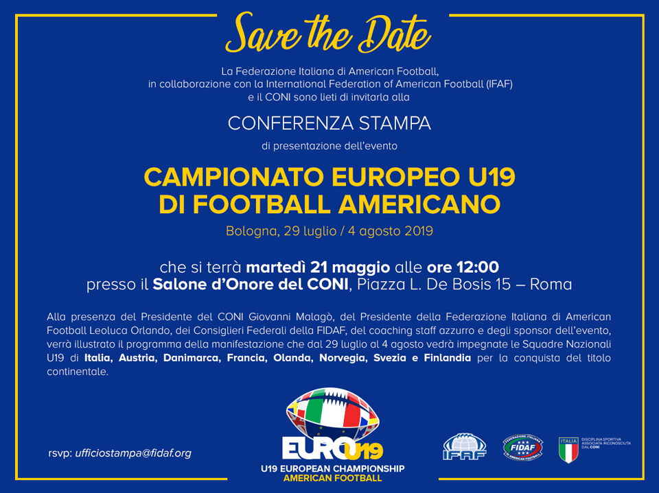 Fidaf. Campionato europeo U19: la conferenza stampa