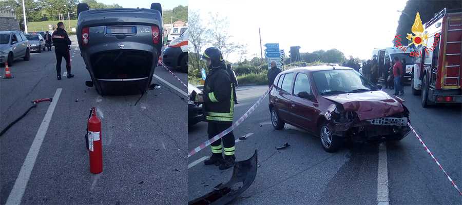 Incedente stradale nel catanzarese bilancio 7 feriti sulla SP146, intervento dei VVF, Cc e Suem118