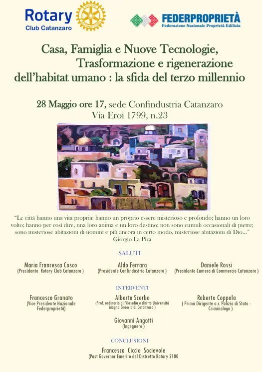 Casa, Famiglia e Nuove Tecnologie nel Convegno promosso dal Rotary Club di Catanzaro e Federpropriet