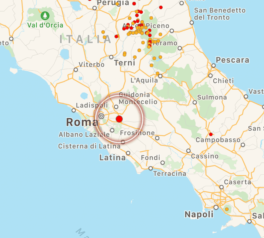 Terremoto Roma, 5° grado Mercalli a Colonna, San Cesareo e Zagarolo: attivata l’unità di crisi
