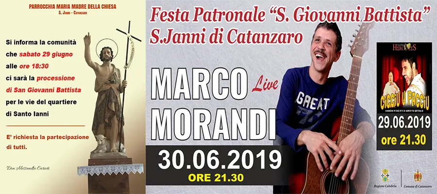 Festa patronale San Giovanni 2019, nel quartiere S. Janni (CZ) da Piero Procopio a Marco Morandi