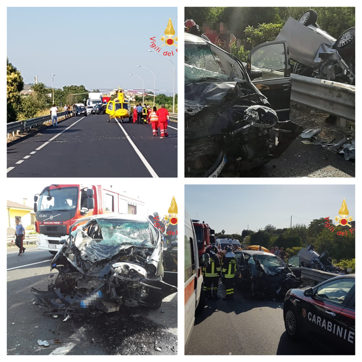Cropani Marina: Bruttissimo incidente sulla SS106 intervento dell'elisoccorso VVF. Foto