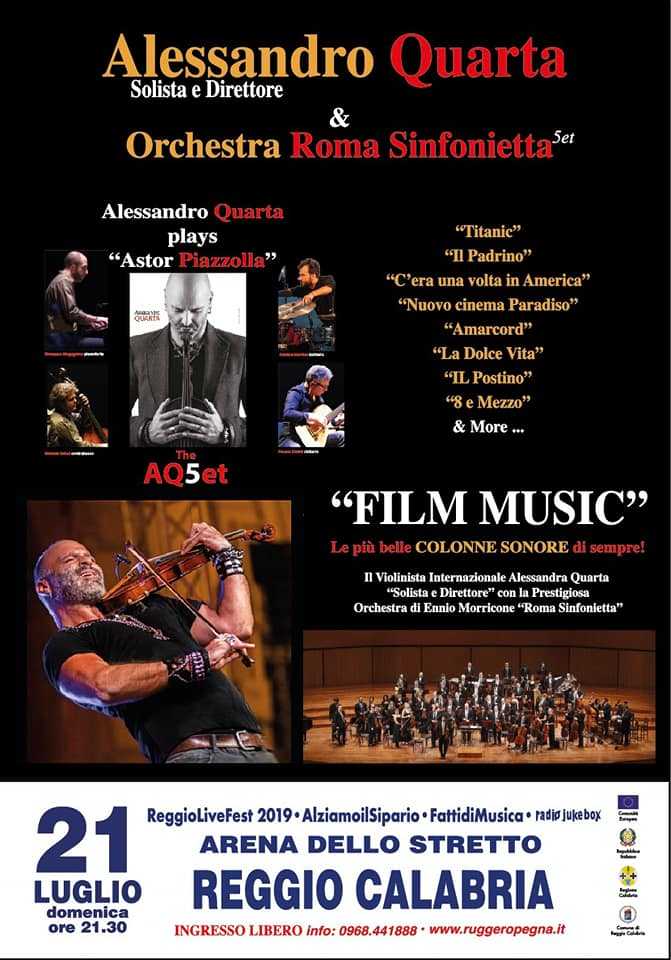 “Reggio Live Fest 2019” arriva Alessandro Quarta con l’Orchestra Roma Sinfonietta!