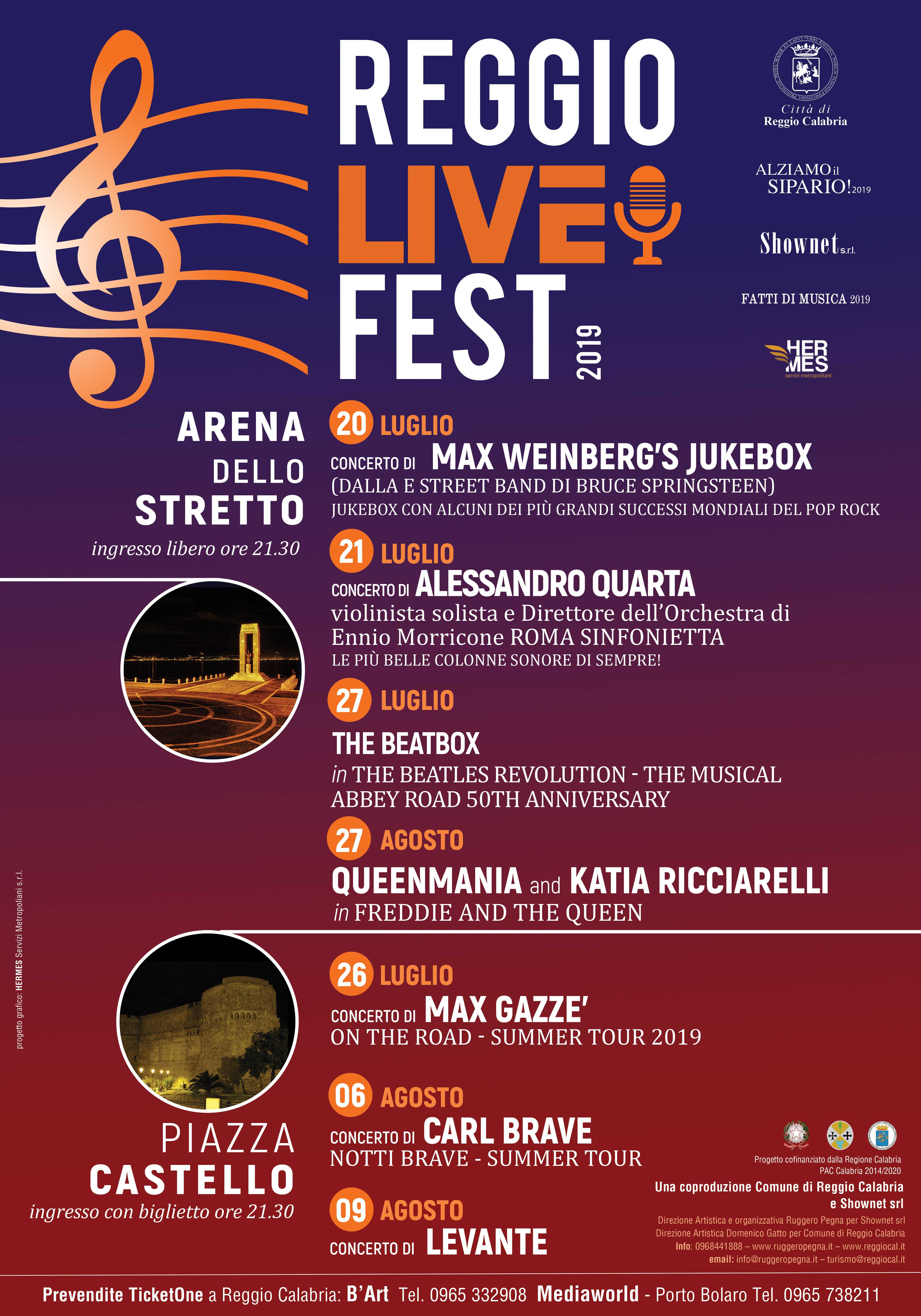“Reggio Live Fest 2019” arriva Alessandro Quarta con l’Orchestra Roma Sinfonietta!