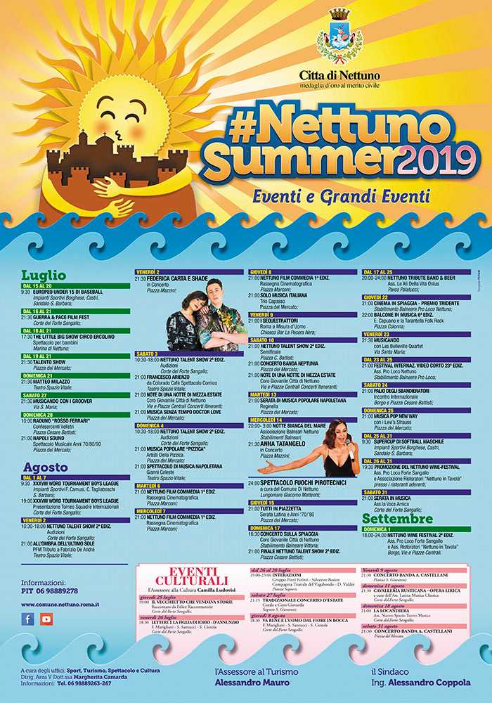 Al “Nettuno Summer 2019”. I grandi eventi: Federica Carta, Shade e Anna Tatangelo
