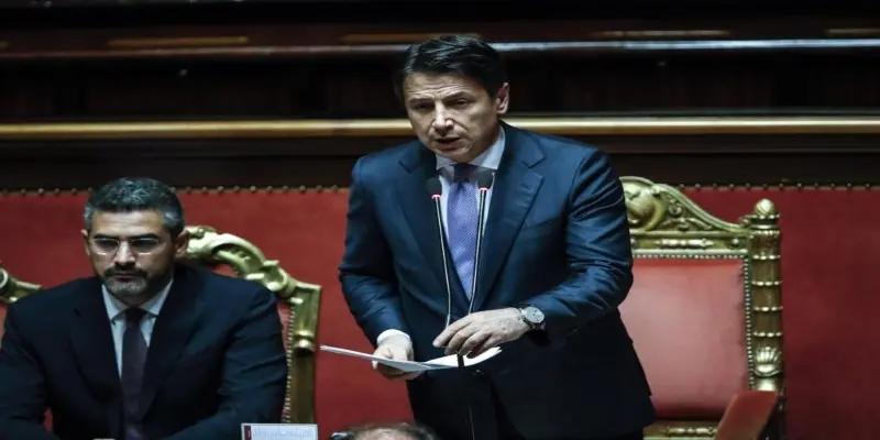 Il presidente Giuseppe Conte riferisce al Senato sui presunti fondi russi
