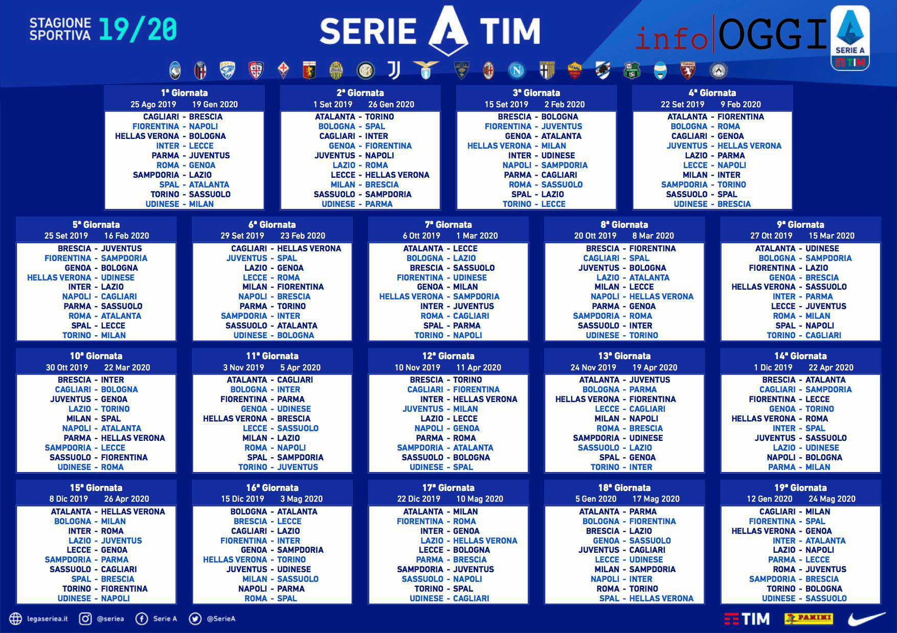 Ecco il Calendario ufficiale della Serie A 2019-20