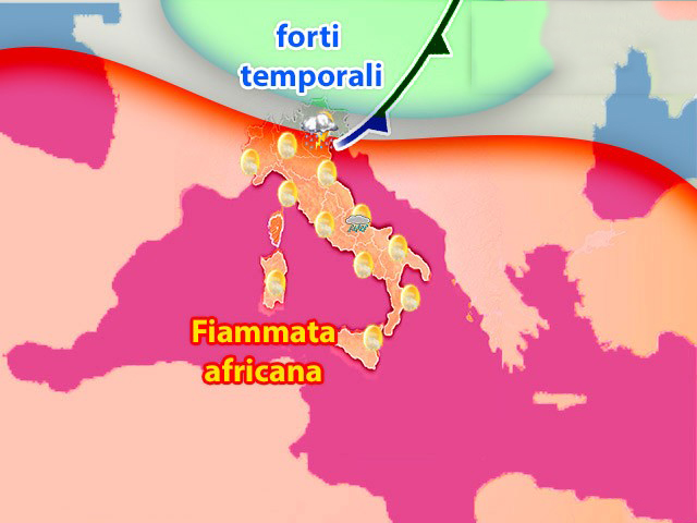 Meteo: Weekend, doppia insidia, tra la fiammata africana e forti temporali, ecco il dettaglio