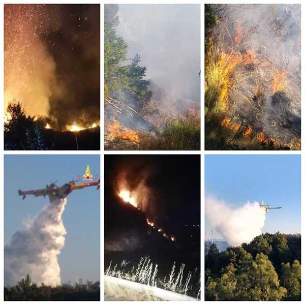 VVF impegnati notte e giorno nella lotta agli incendi boschivi