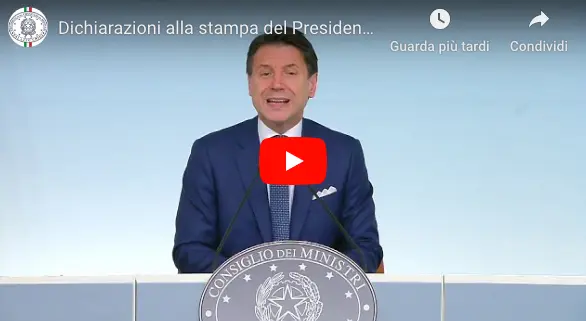 Governo è crisi: Video dichiarazioni del Presidente Conte