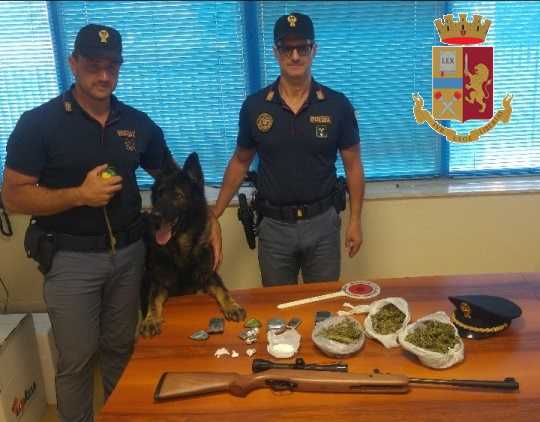 Catanzaro. quartiere Aranceto: il cane poliziotto Floyd rinviene sostanze stupefacenti