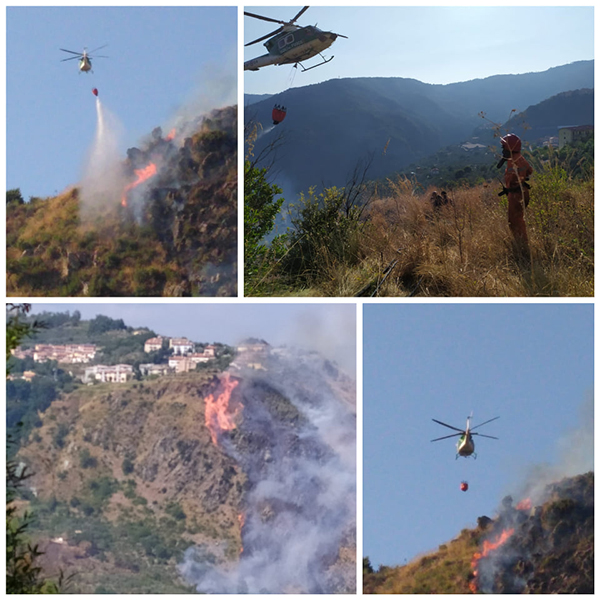 Gimigliano (CZ): Fiamme vicino centro abitato, sul posto i VVF volontari Diavoli Rossi