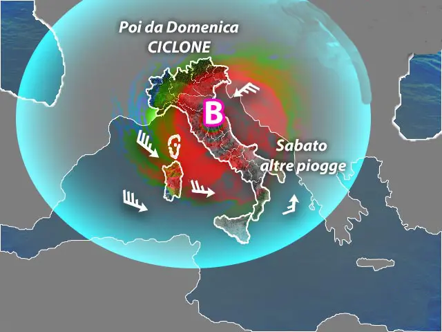 Meteo: Weekend, con piogge, poi ciclone. Ecco dove colpirà il maltempo