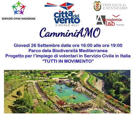 Salute: ‘CamminiAMO insieme al Parco’, iniziativa “Città del Vento”