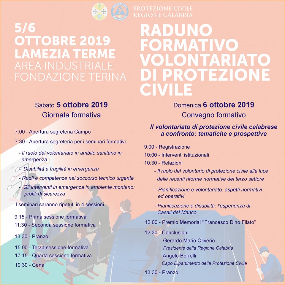 Attesi oltre mille volontari al Raduno della Protezione Civile della Calabria
