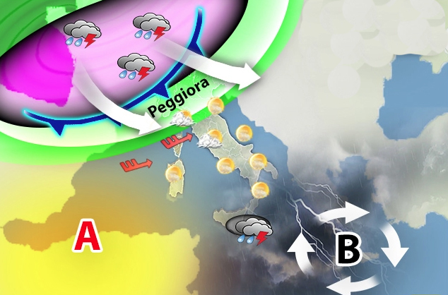 Meteo: Oggi maltempo su molte regioni, poi alta pressione sub-tropicale. Ecco il dettaglio