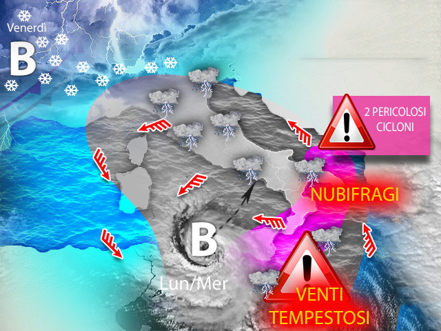 Allerta Meteo: prossima settimana, 2 pericolosi Cicloni. Ecco le previsioni