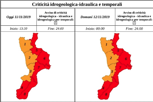 Catanzaro. Maltempo protezione Civile, allerta Rossa oggi e domani