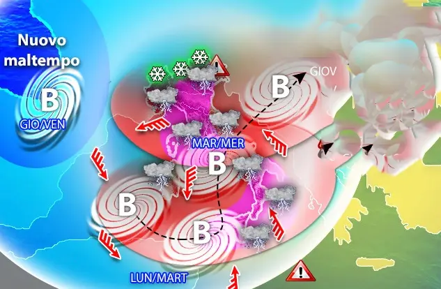 Meteo: settimana nera, ecco il dettaglio con le previsioni su Nord, Centro, Sud e Isole