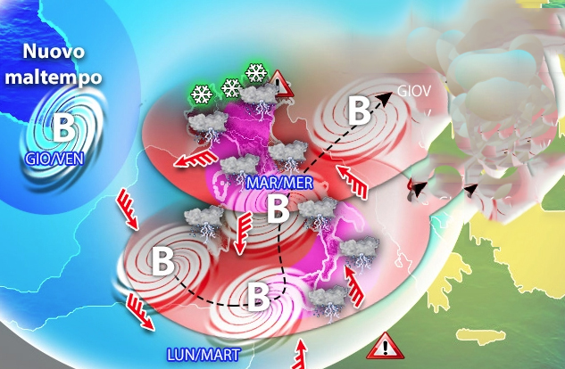 Meteo: settimana nera, ecco il dettaglio con le previsioni su Nord, Centro, Sud e Isole
