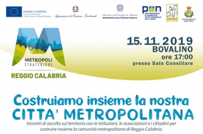 "Costruiamo insieme la nostra Città Metropolitana". Convegno il 15/11/2019 a Bovalino (RC)